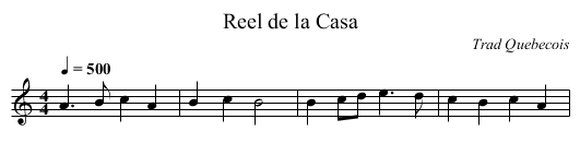 Reel de la Casa - staff notation