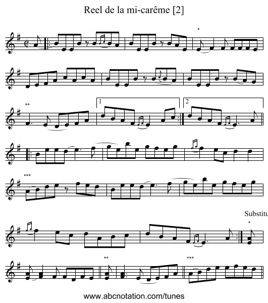 Reel de la mi-carême [2] - staff notation