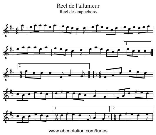 Reel de l'allumeur - staff notation