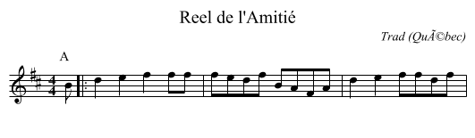 Reel de l'Amitié - staff notation