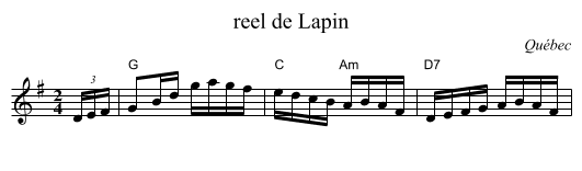 reel de Lapin - staff notation