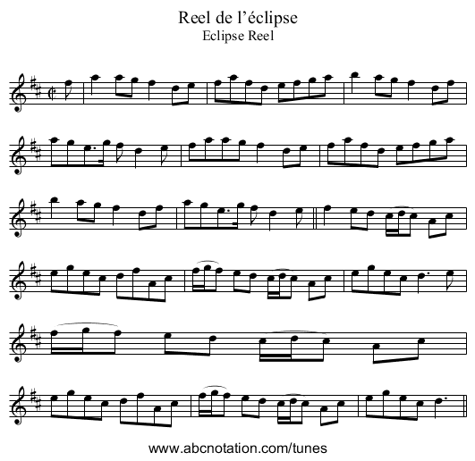 Reel de l’éclipse - staff notation