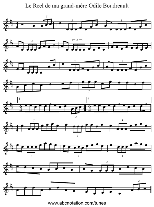 Reel de ma grand-mère Odile Boudreault, Le - staff notation