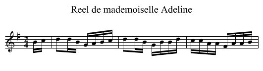 Reel de mademoiselle Adeline - staff notation