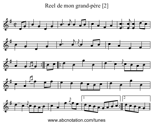 Reel de mon grand-père [2] - staff notation