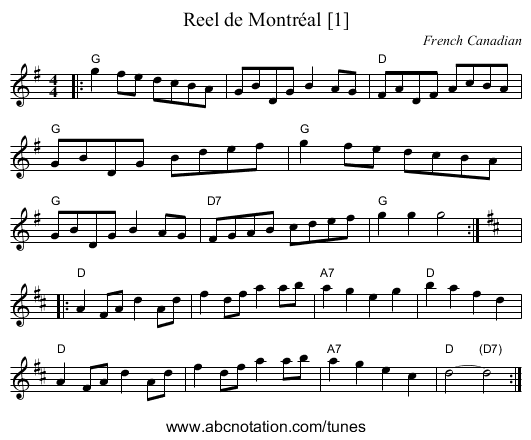 Reel de Montréal [1] - staff notation