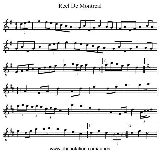 Reel De Montreal - staff notation