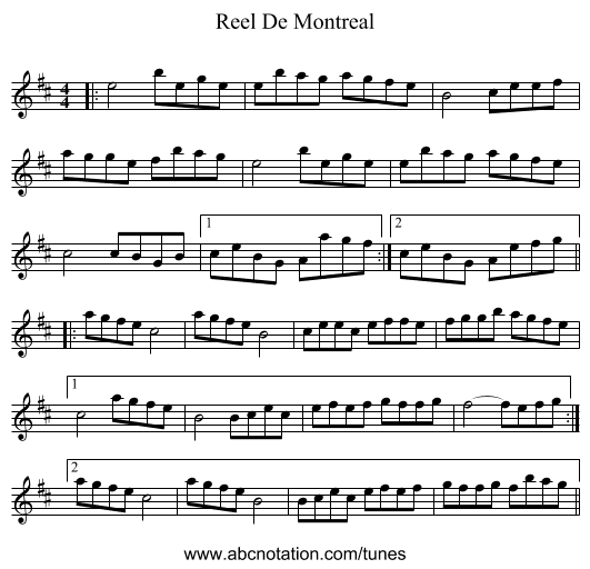 Reel De Montreal - staff notation
