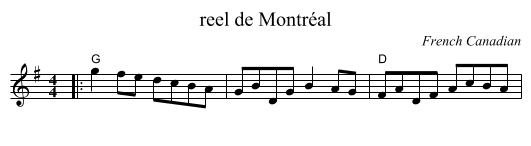 reel de Montr&eacute;al - staff notation