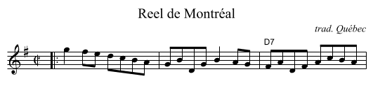 Reel de Montr&eacute;al - staff notation