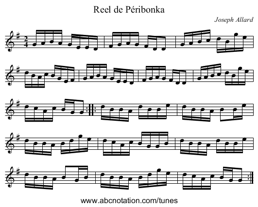 Reel de Péribonka - staff notation