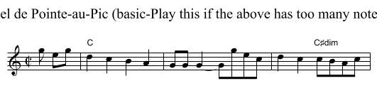 Reel de Pointe-au-Pic (basic-Play this if the above has too many notes!) - staff notation