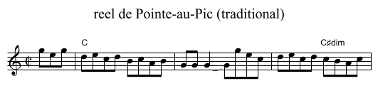 reel de Pointe-au-Pic (traditional) - staff notation