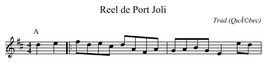 Reel de Port Joli - staff notation