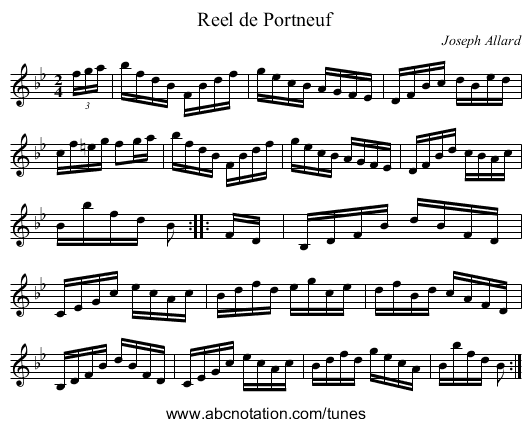 Reel de Portneuf - staff notation