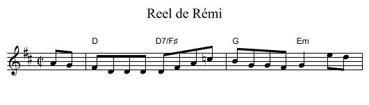 Reel de R&eacute;mi - staff notation