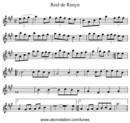 Reel de Rouyn - staff notation