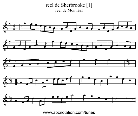 reel de Sherbrooke [1] - staff notation