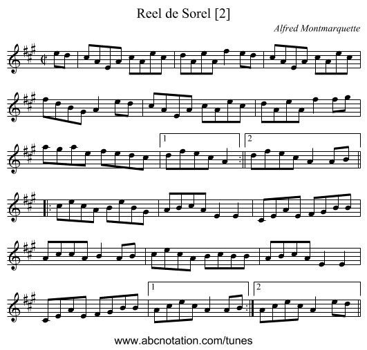 Reel de Sorel [2] - staff notation