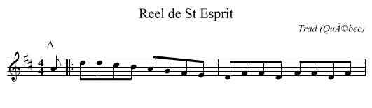 Reel de St Esprit - staff notation