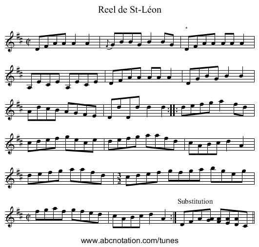 Reel de St-Léon - staff notation