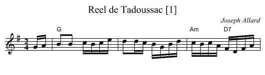 Reel de Tadoussac [1] - staff notation