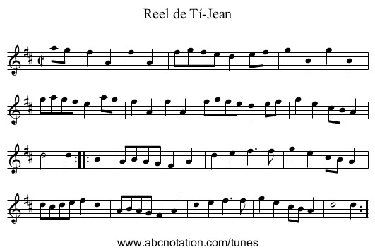 Reel de Tí-Jean - staff notation