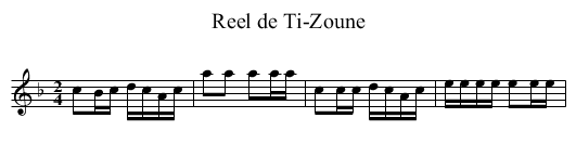 Reel de Ti-Zoune - staff notation