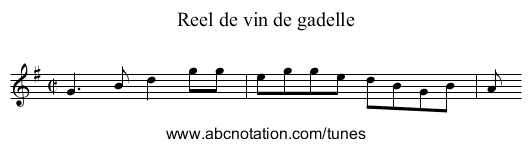 Reel de vin de gadelle - staff notation