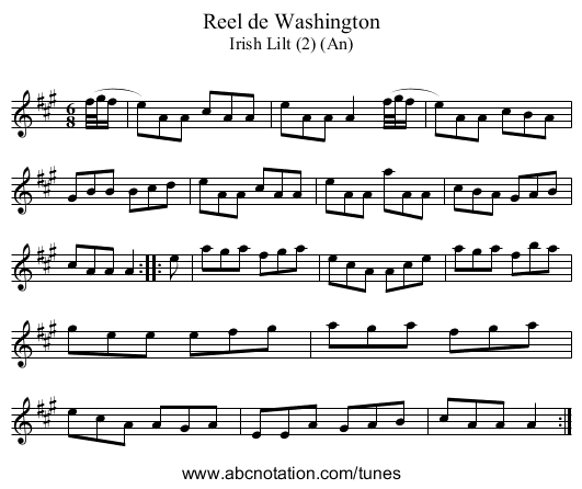 Reel de Washington - staff notation