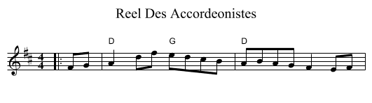 Reel Des Accordeonistes - staff notation
