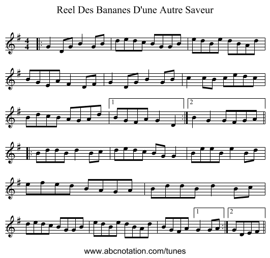 Reel Des Bananes D'une Autre Saveur - staff notation
