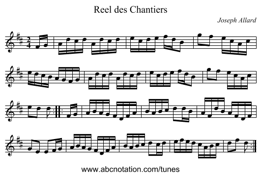 Reel des Chantiers - staff notation