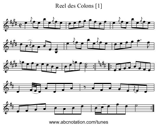 Reel des Colons [1] - staff notation