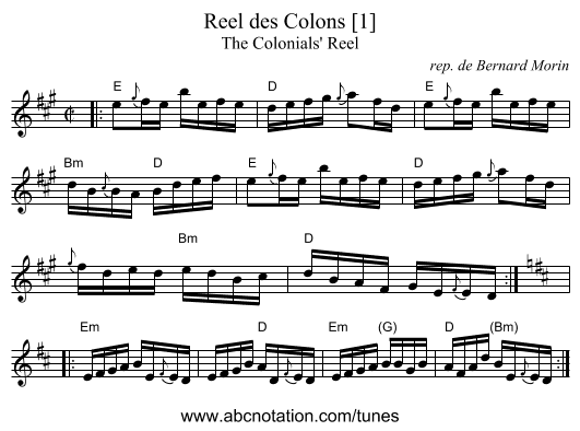 Reel des Colons [1] - staff notation