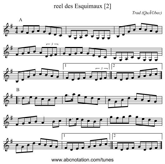 reel des Esquimaux [2] - staff notation