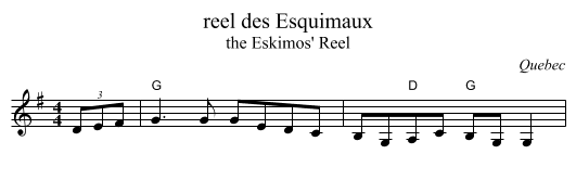 reel des Esquimaux - staff notation