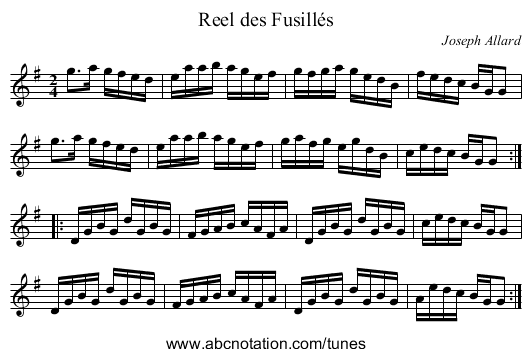 Reel des Fusillés - staff notation
