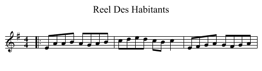 Reel Des Habitants - staff notation