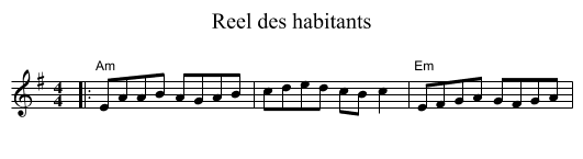 Reel des habitants - staff notation
