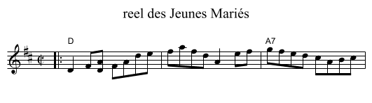 reel des Jeunes Mari&eacute;s - staff notation