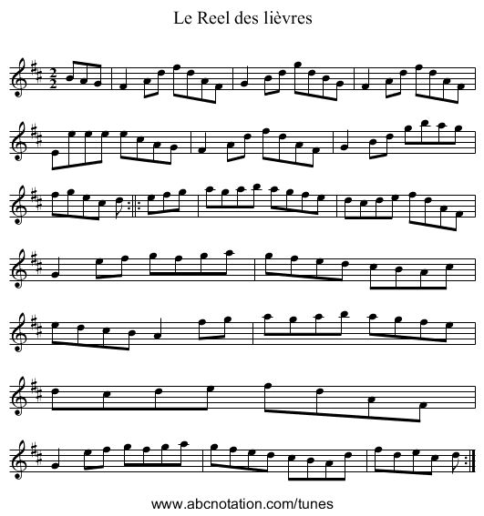 Reel des lièvres, Le - staff notation