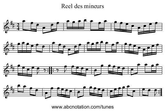 Reel des mineurs - staff notation