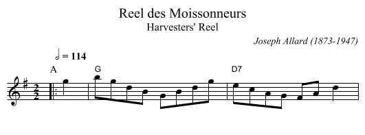 Reel des Moissonneurs - staff notation