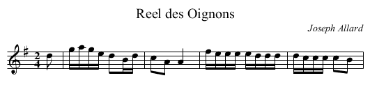 Reel des Oignons - staff notation