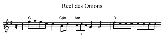 Reel des Onions - staff notation