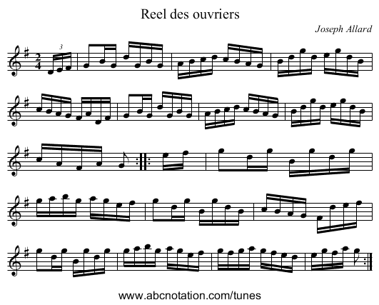 Reel des ouvriers - staff notation