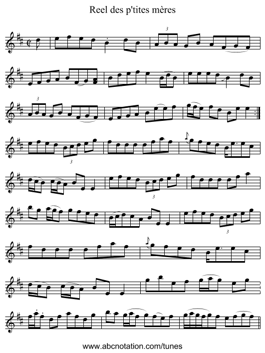 Reel des p'tites mères - staff notation