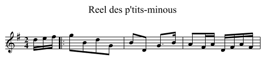 Reel des p'tits-minous - staff notation