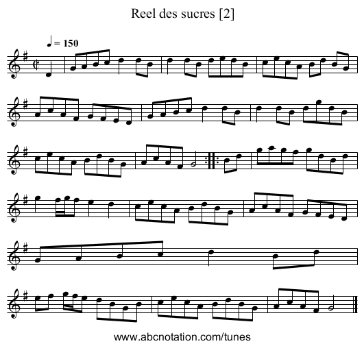 Reel des sucres [2] - staff notation